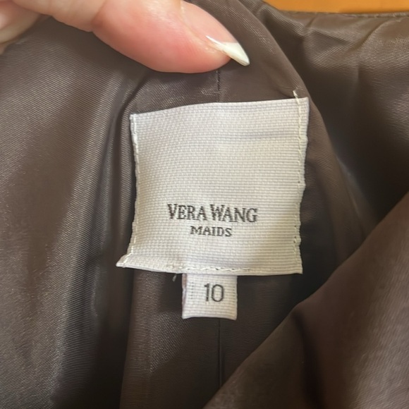 Vera Wang Chocolate Brown Dress Size 10 Satin - Picture 8 of 8
